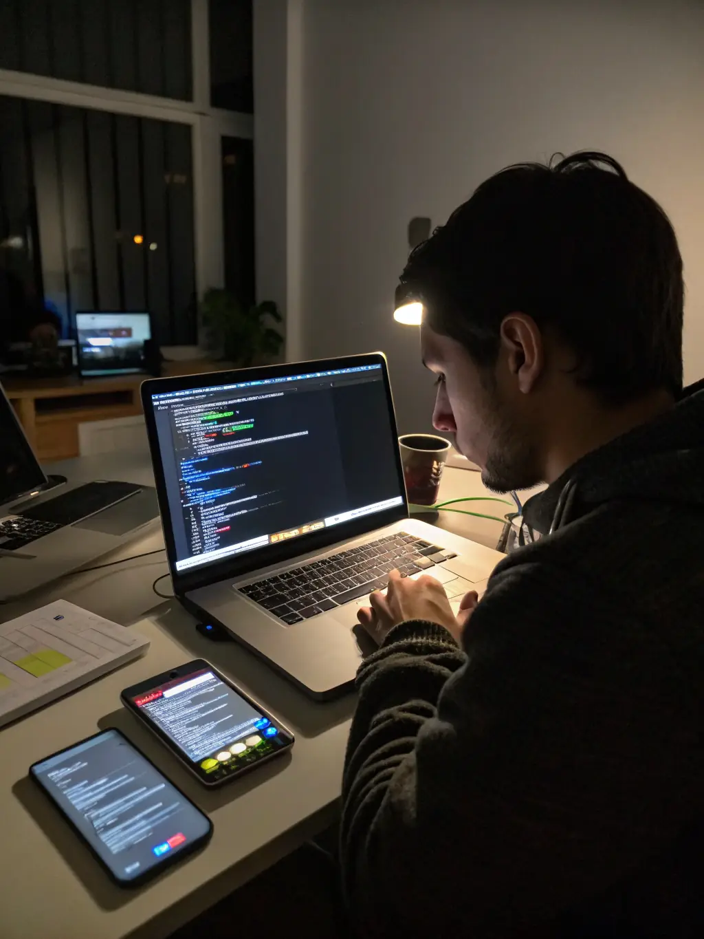 A student debugging code on an Android emulator during an apptrainuk.site Android development course, showcasing problem-solving skills.